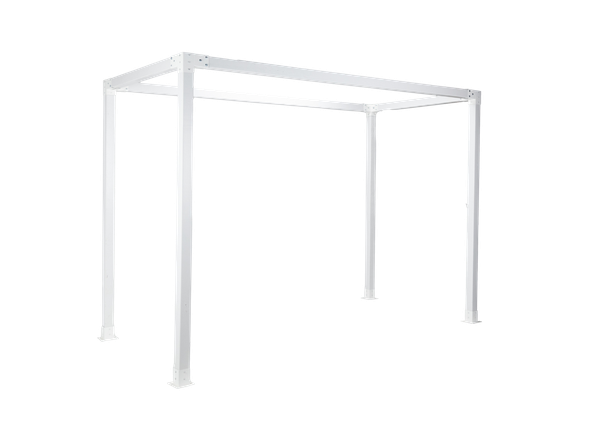 large rectangular white wooden arbor 