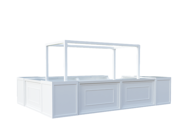white rectangle estate bar with a white truss 
