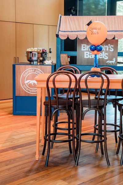 birthday party decor with bentwood barstool rentals