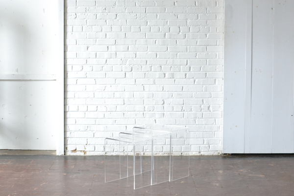 set of three clear acrylic nesting tables