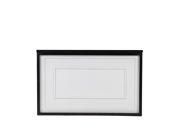 black shadowbox bar with black top and white box trim insert 