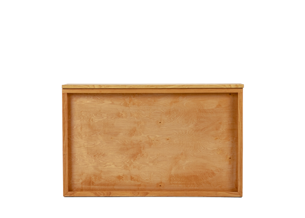 light wood shadowbox bar with light wood top 