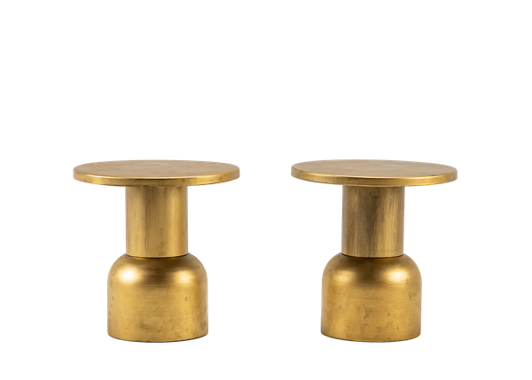 pair of contemporary gold end tables 