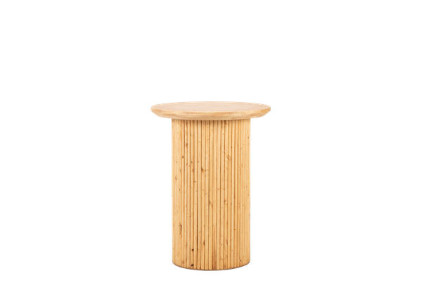 light wood textured cocktail table with round tabletop 