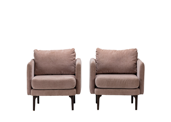 pair of light pink chairs 