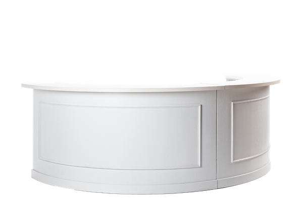 white half round bar with white box trim