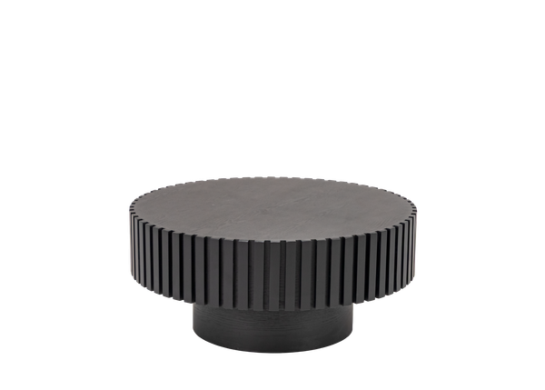 black round fluted coffee table rental for events