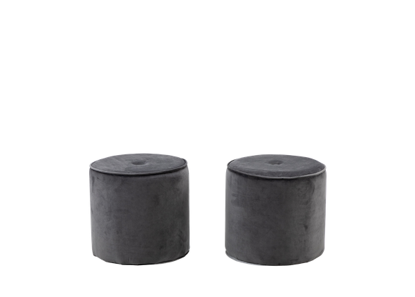 pair of gray velvet poufs 