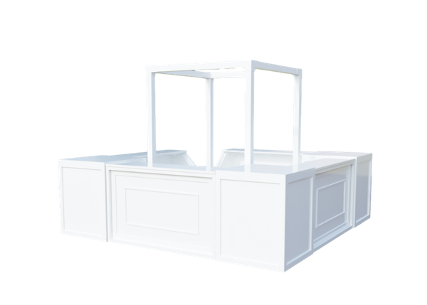 white square bar with white truss 