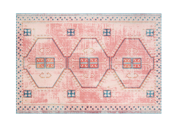 pink and blue patterned contemporary rug