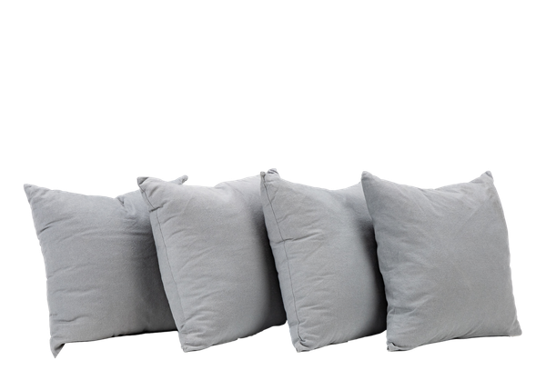 4 gray square pillows