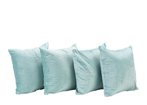 four light aqua blue pillows 