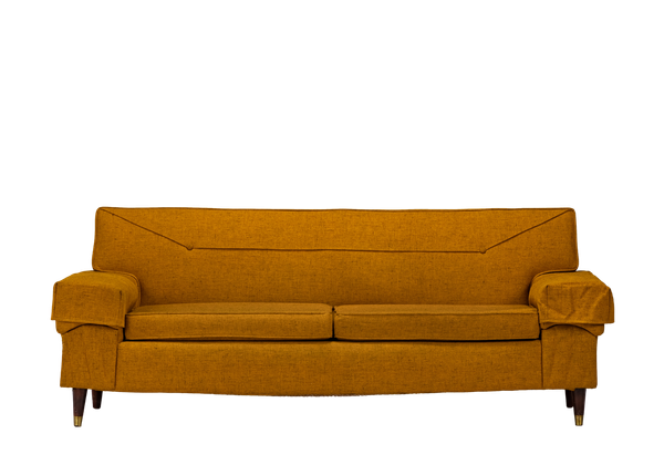 golden yellow mid-century sofa 