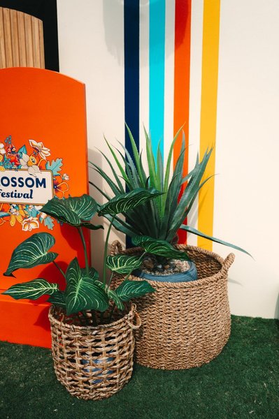 large seagrass basket rental as event decor