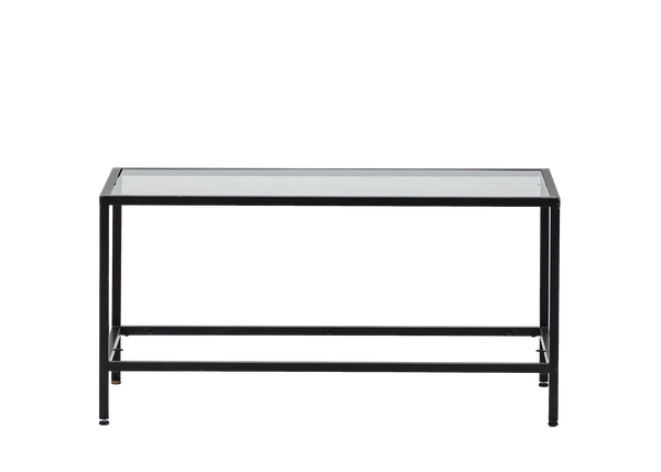 black metal and glass contemporary coffee table 
