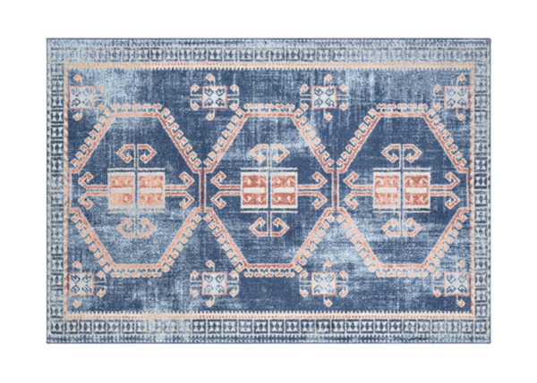 blue contemporary patterned rug