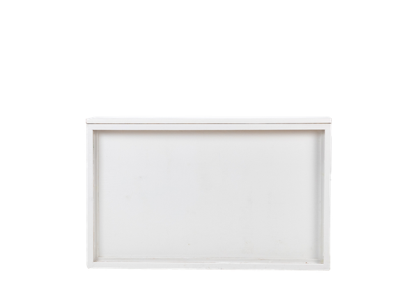 white shadowbox bar with white bar top and open front