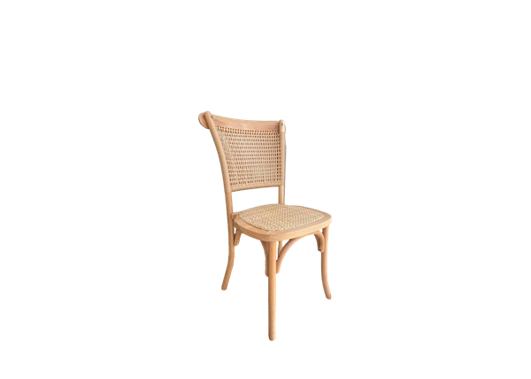 light wood chair with cane back and cane seat cushion