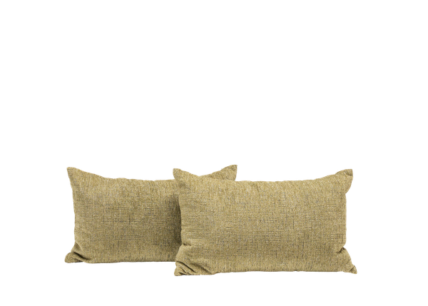 pair of moss green lumbar pillows rentable for events