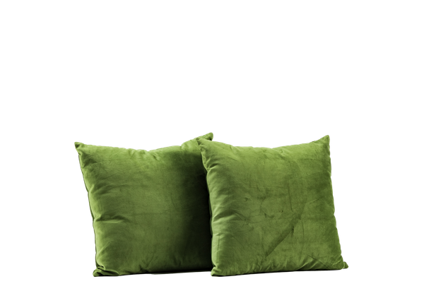 two green velvet pillows