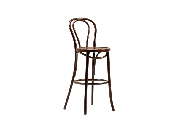 brown wood bentwood style barstool 