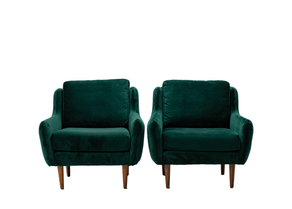 pair of emerald green velvet chairs