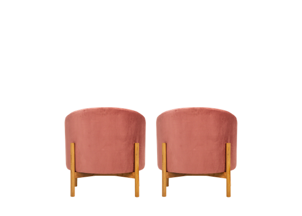 back view of pair of mauve velvet armchair event rentals