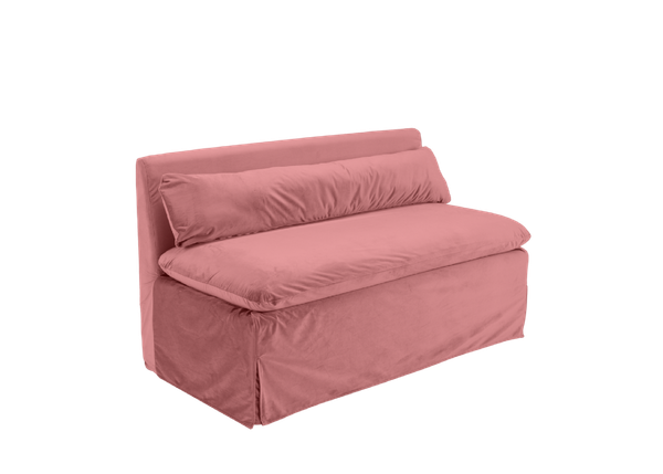 pink velvet linden banquette bench rental for events