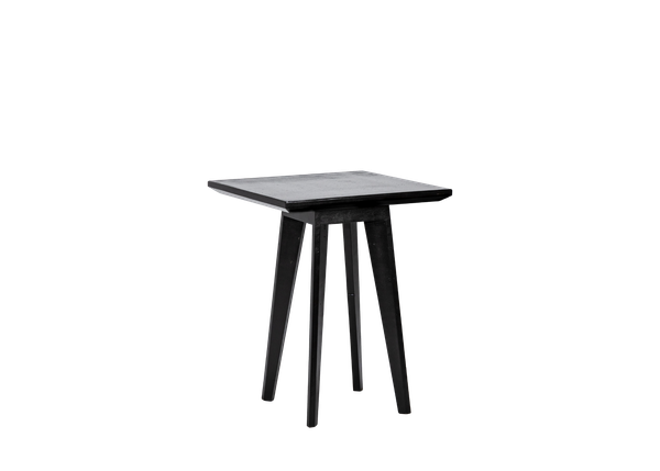 black cocktail table with a square top