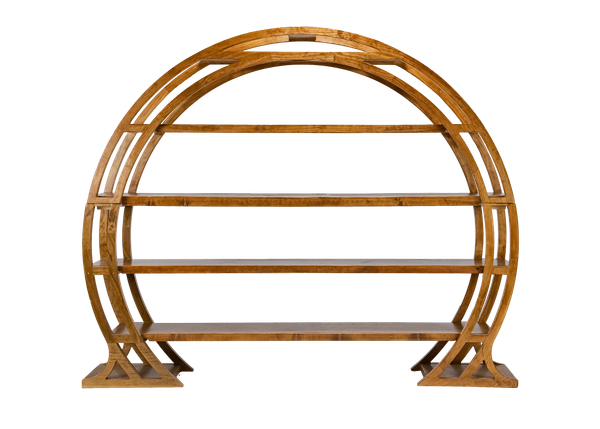 double round wooden arbor with shelves  