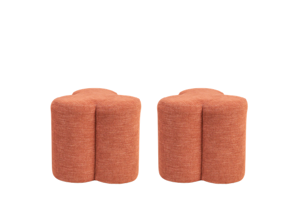 pair of pink clover pouf ottomans for events
