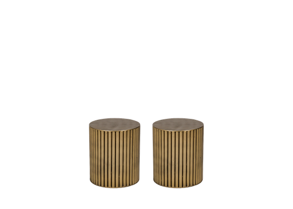 pair of 16" gold textured pedestals with round top and base