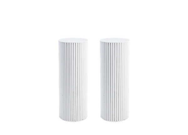 pair of 40" white textured pedestals with round top and base