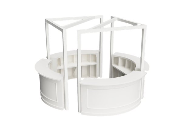 traditional white round bar with traditional molding and a white truss 