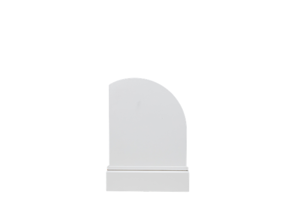 short rounded white panel with a block base