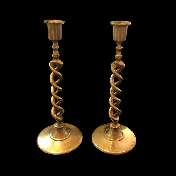 Tall Twisted Brass Candlesticks #B2028