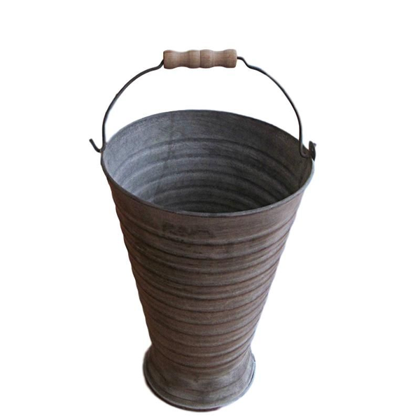 Small Ribbed Tin Bucket with Handle