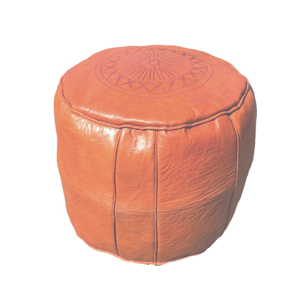 Orange Leather Pouff