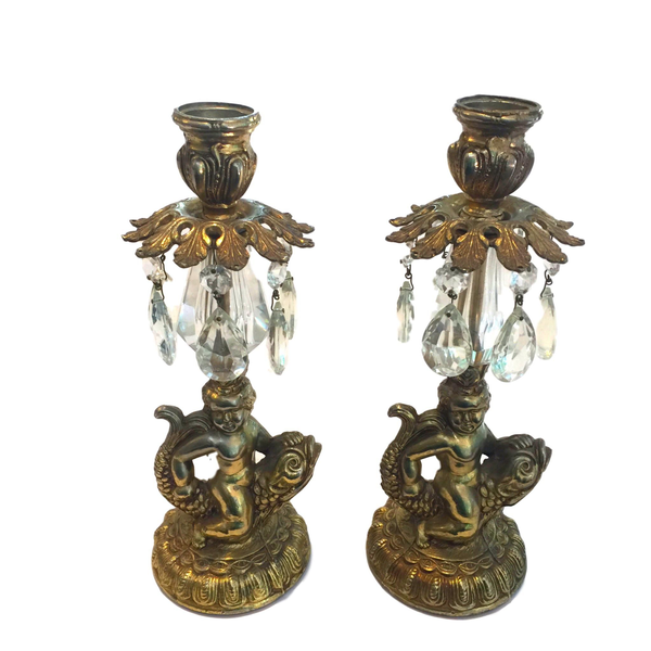 Hollywood Regency "Cherub"  Candlesticks #B2022