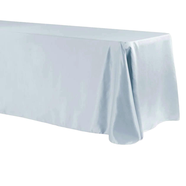 90 x 132" Rectangle Dusty Blue Lamour Satin Tablecloth