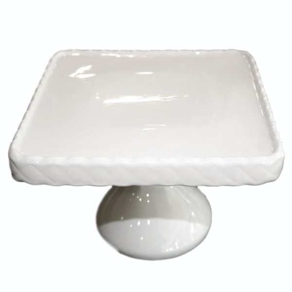 Square White Footed Cake Stand