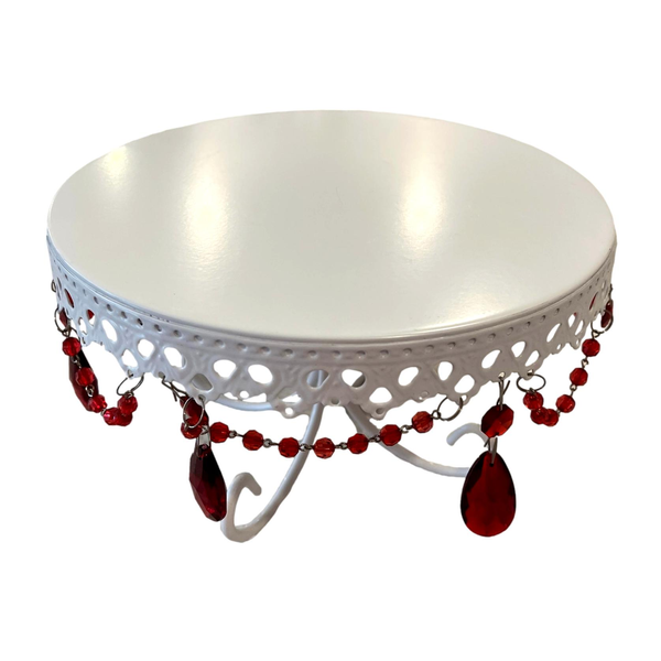 White Cake Stand with Red Jewels