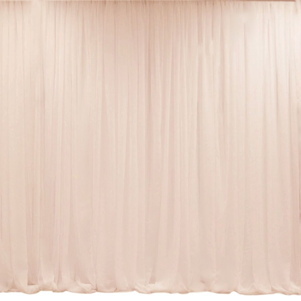 Example of our Peach-Blush Sheer Organza - Backdrop Service