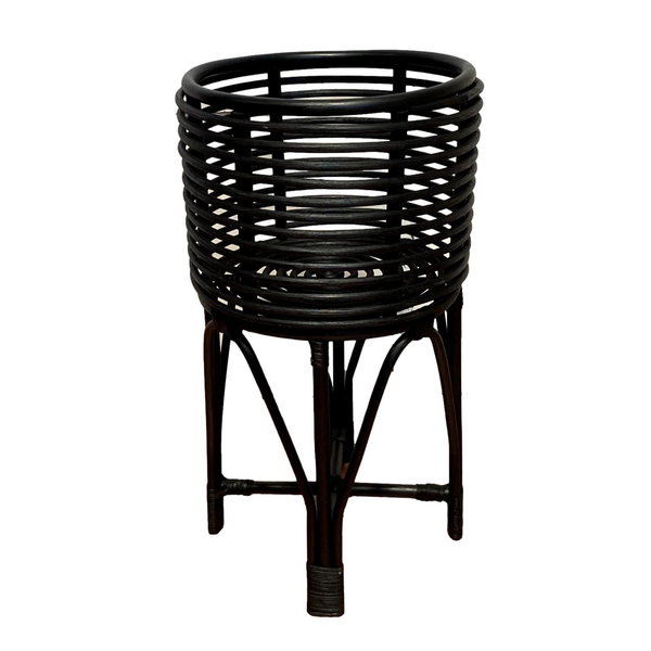 Black Wicker Rattan Plant Stand