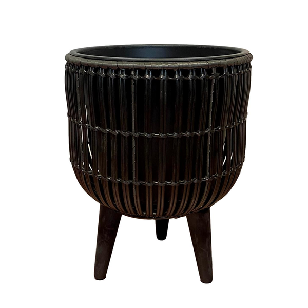 Three Leg Black Wicker Plant Stand