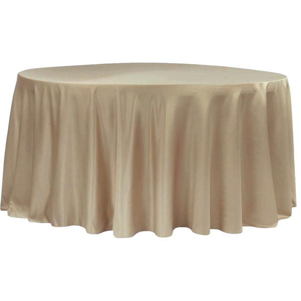 120" Champagne Lamour Satin Tablecloths - Round