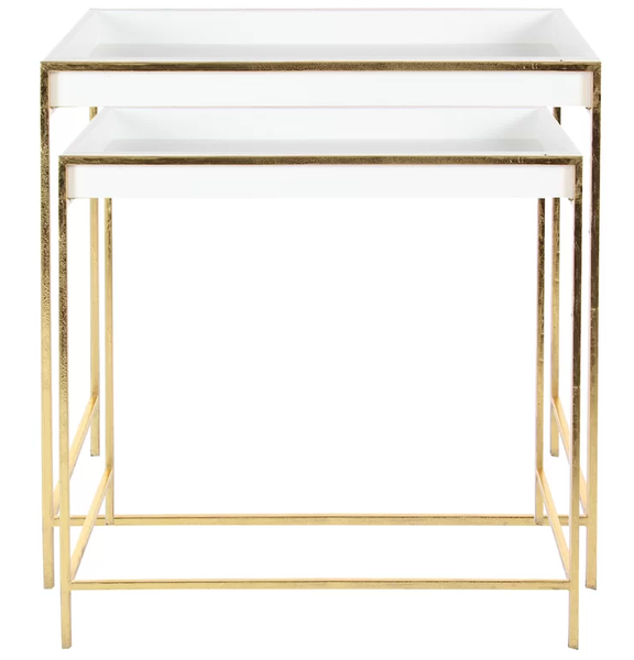 Nesting White Rectangle Tables- Set of 2 Tables