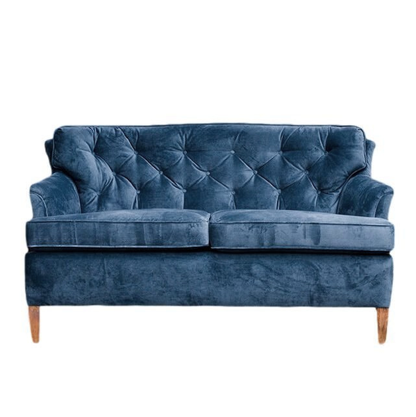 Tufted Blue Velvet Sofa