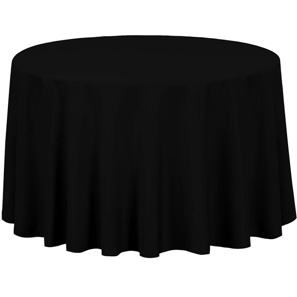 120" Black Round Polyester Tablecloths