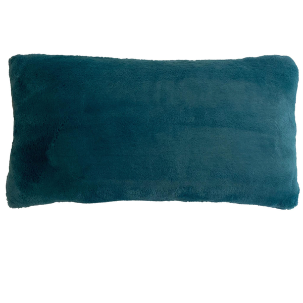 Deep Jade Soft Faux Fur Oblong Pillow